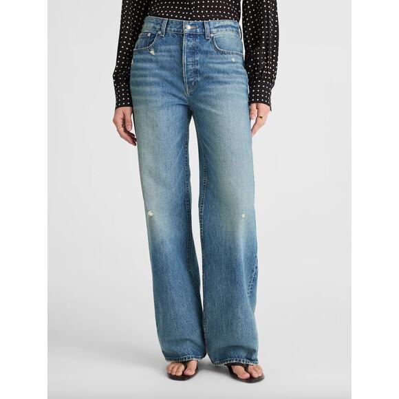 Madewell The Petite Low Slung Baggy Jean Robertson Wash Rigid Blue US 26P NWT - Picture 2 of 15